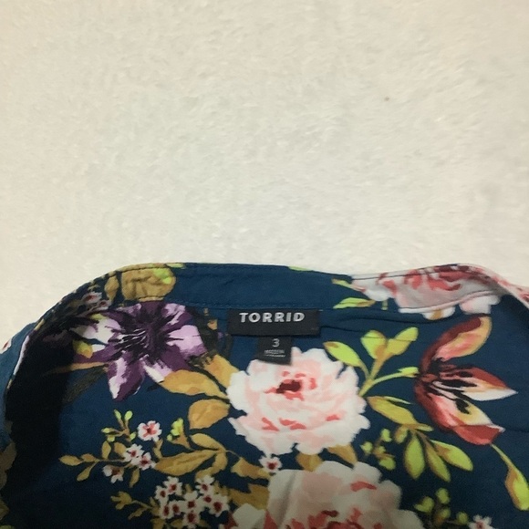 Torrid Midi Blue Pink Floral Dress Size 3 / 3XL - Picture 8 of 11